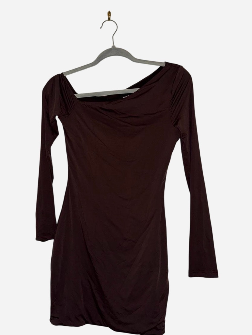White Fox Boutique Chocolate Brown Long Sleeve Mini Dress